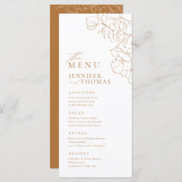 Menu Casamento outono de ouro floral desenhado à mão El