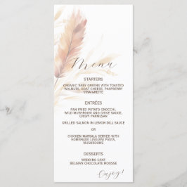 Menu Casamento outono Elegante Boho Watercolor Pampas
