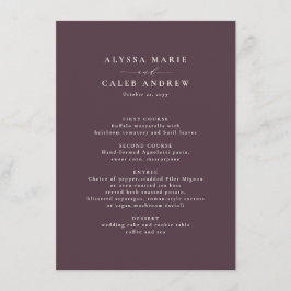 Menu Casamento outono outono ameixa simples elegante