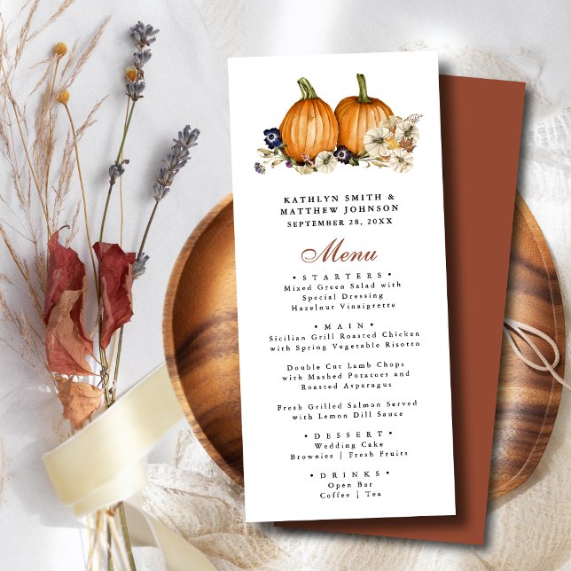 Menu Casamento outono Rustic Pumpkin Botânico de outono (Criador carregado)