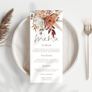 Menu Casamento outono Rústico Floral Pampas