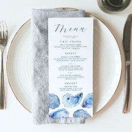 Menu Casamento Oyster Blue Watercolor