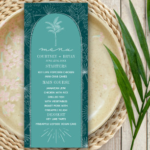 Menu Casamento Palm Tree Teal Beach