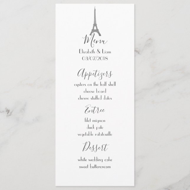 Menu Casamento Parisiense (Frente)