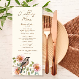 Menu Casamento Pássaro nas Flores