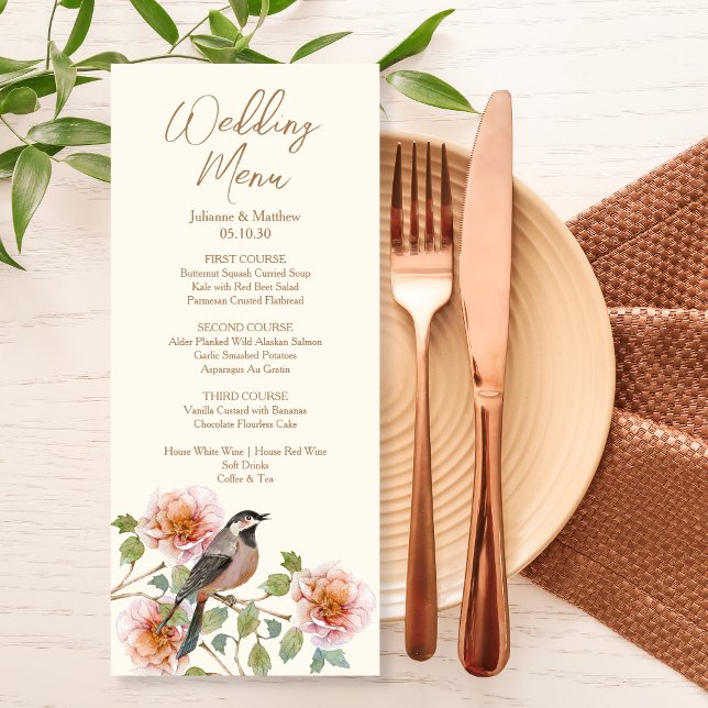 Menu Casamento Pássaro nas Flores (Criador carregado)