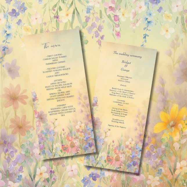 Menu Casamento Pastel Wildflower Meadow Barn (Criador carregado)