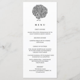 Menu Casamento Peacock Ilustrado Elegante Vintage