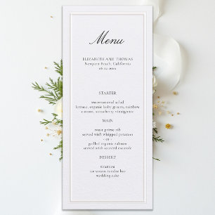 Menu Casamento Pérola de Moldura Clássica Moderna Eleva