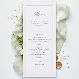 Menu Casamento Pérola em Moldura Verde Clássica Elevada
