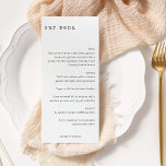 Menu Casamento Personalizado da Máquina de Letras Minim<br><div class="desc">Menu de Casamento Personalizado Preto e Branco da Máquina de Escrita Retroativa Minimalista</div>