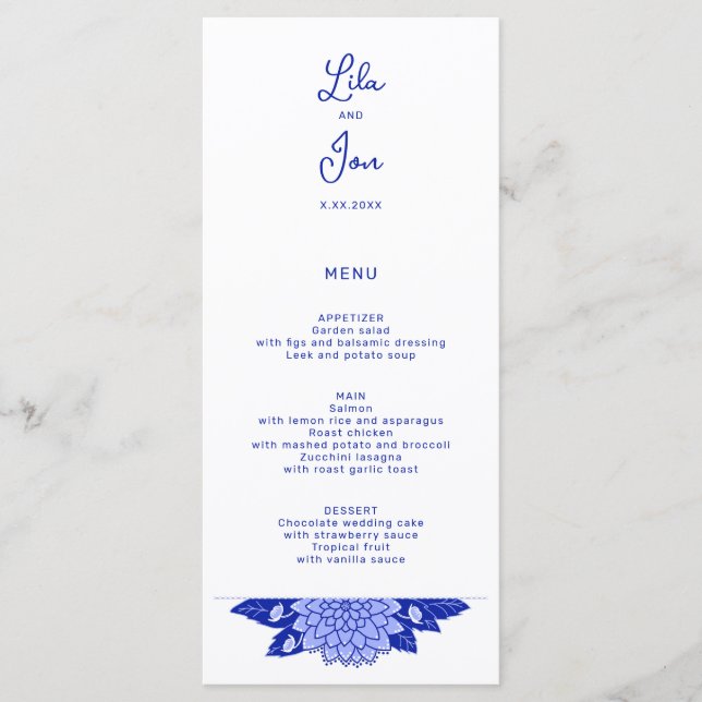 Menu Casamento Personalizado Dahlia (Frente)