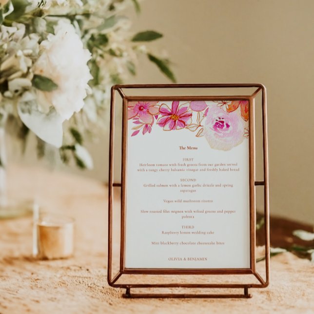Menu Casamento Personalizado De Bic Floral Laranja-Cor- (Criador carregado)