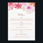 Menu Casamento Personalizado De Flores Laranja Cor-De-R<br><div class="desc">Boho Watercolor Pink Orange Flowers Menu Personalizado de Casamento</div>