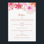 Menu Casamento Personalizado De Flores Laranja Cor-De-R<br><div class="desc">Boho Watercolor Pink Orange Flowers Menu Personalizado de Casamento</div>