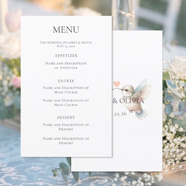 Menu Casamento Personalizado de Hummingbird (Criador carregado)