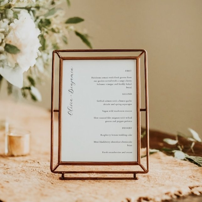 Menu Casamento Personalizado De Script Branco Minimalis (Criador carregado)