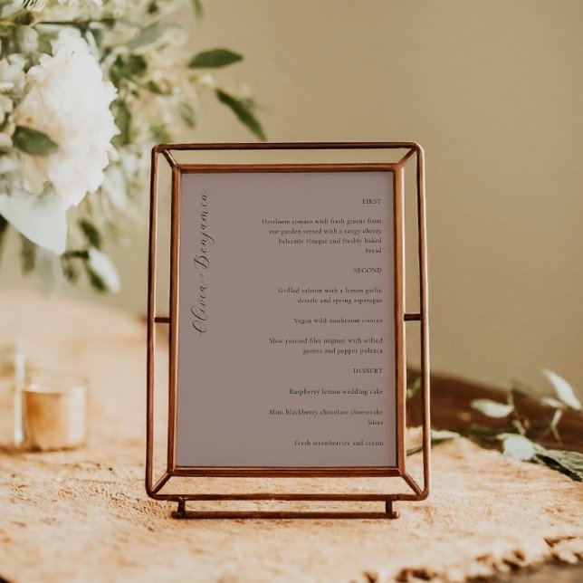 Menu Casamento Personalizado De Script Mauve Minimalist (Criador carregado)