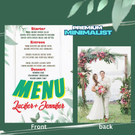 Menu Casamento Personalizado Elegante Greenery Minimali