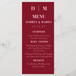 Menu Casamento Personalizado Rosa e Vermelho com Script