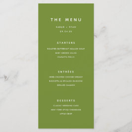 Menu Casamento Personalizado Verde Oliva Minimalista Mo