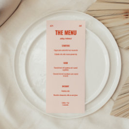 Menu Casamento Pêssego Retro Brilhante e Ousado