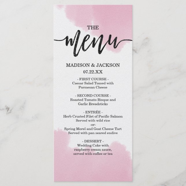Menu Casamento Pincel Cor de Água Pincel Traços Pi (Frente)