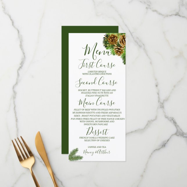 Menu Casamento Pine-Pine-Pine De Inverno (Frente/Verso In Situ)