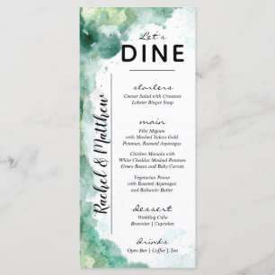 Menu Casamento por Aquarela Abstrato Verde Moderno