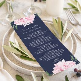 Menu Casamento por Aquarela de Peony Rosa-marinho