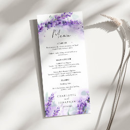 Menu Casamento por Aquarela Moderna com Folhagem de Lav