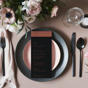 Menu Casamento por Monograma de Greve de Terracotta Neg