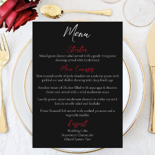 Menu Casamento Preto Branco da Rosa vermelha
