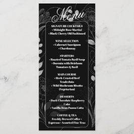 Menu Casamento Preto e Branco com Florais Góticos Sombr