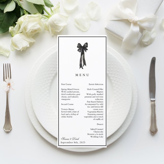 Menu Casamento Preto e Branco da Elegância do Arco de F (Criador carregado)