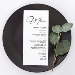 Menu Casamento preto e branco do inverno moderno