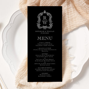 Menu Casamento preto e branco do Monograma Elegante