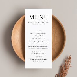 Menu Casamento preto e branco do tipo elegante moderno
