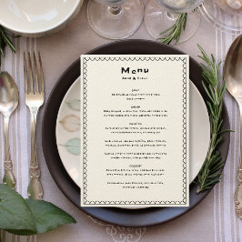 Menu Casamento Preto e Branco Escrito à Mão