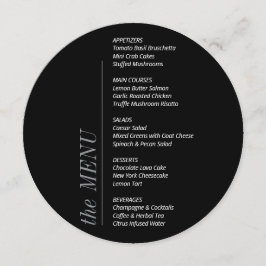 Menu Casamento Preto e Branco Minimalista Contemporâneo