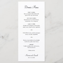 Menu Casamento Preto e Branco Minimalista Simples