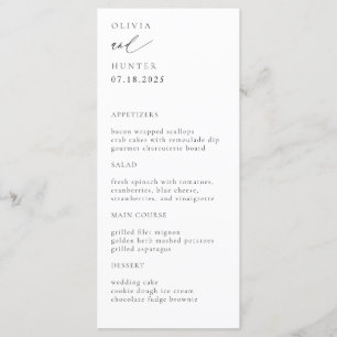 Menu Casamento Preto e Branco Moderno Chic
