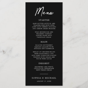 Menu Casamento Preto E Branco Moderno Contemporâneo