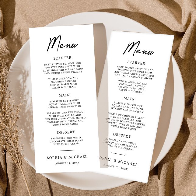 Menu Casamento Preto E Branco Moderno Contemporâneo (Criador carregado)