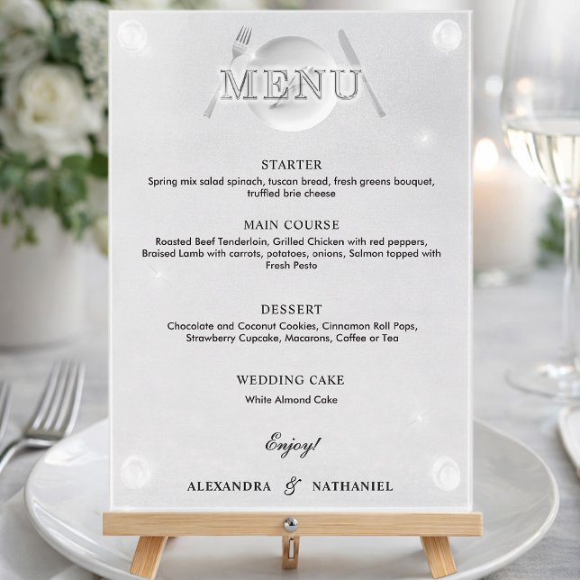 Menu Casamento Preto e Branco Simples e Moderno em Acrí (Criador carregado)