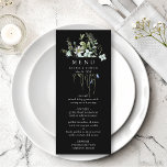 Menu Casamento Preto Elegante De Vidraça Selvagem<br><div class="desc">Este elegante cardápio de casamento apresenta lindas flores silvestres pintadas manualmente,  organizadas como um buquê,  perfeito para primavera,  verão ou casamentos outono. Para uma personalização mais avançada deste design,  clique no BOTÃO FERRAMENTA DESIGN AZUL acima! Itens correspondentes também estão disponíveis.</div>