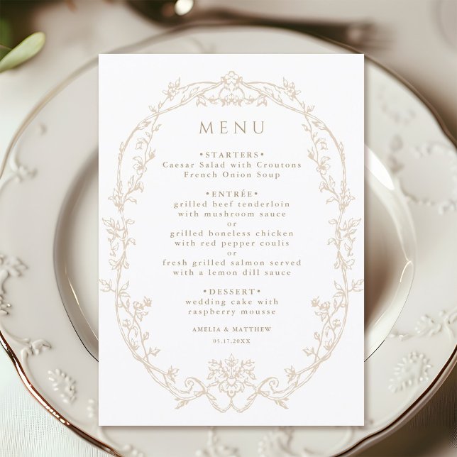 Menu Casamento Quadro Floral Ornamentado de Areia (Criador carregado)