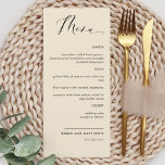 Menu Casamento/Recepção de Caligrafia Elegante Beige<br><div class="desc">Cartão de janto de casamento ou de recepção de borboleta elegante. Design contemporâneo, simples e elegante com uma bela caligrafia escrita à mão. Cor de fundo frontal e traseira em bege. Capacidade de alterar as cores frontal e/ou de fundo selecionando "personalizar mais". Design disponível em uma variedade de opções de...</div>