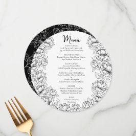 Menu Casamento Redondo Negra Branca Moderna Elegante