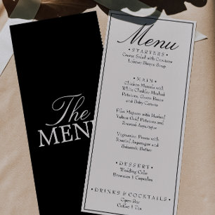 Menu Casamento Retro Chique Preto Creme Dinheiro Antigo